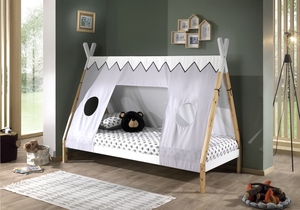 VIPACK - Tipi Zelt Bett Liegefläche 90 x 200 cm, inkl. Rolllattenrost und Textilzeltdach, Ausf. Kief