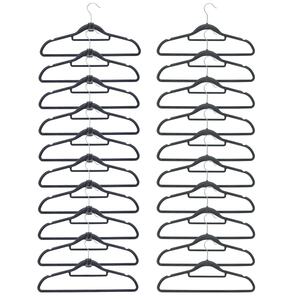 20 Samt Kleiderbügel 10 Haken-Organizer Antirutsch Hemden-Bügel Anzugbügel Grau