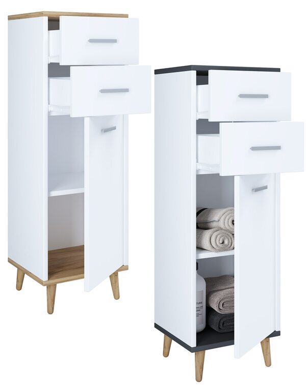 Bild 1 von VCM Badmöbel Midischrank Badregal Badschrank Badezimmer Kommode Schublade Landos