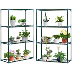 Outsunny Pflanzenregal 2er Set, Pflanzenständer mit 4 Etagen, Blumentopf Topfhalter für Balkon, Garten, Stahl, Grün, 70 x 27 x 110 cm