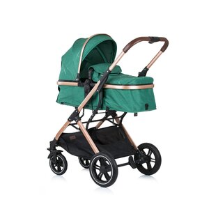 Chipolino Kinderwagen Zara 2 in 1 Wickeltasche Hinterradbremse Schwenkräder Korb grün