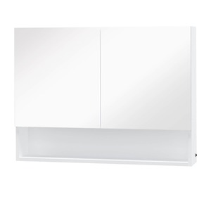 HOMCOM LED Wandspiegelschrank weiß 80 x 50 x 15 cm (LxBxH)   Badspiegel LED Lichtspiegel Badezimmerspiegel