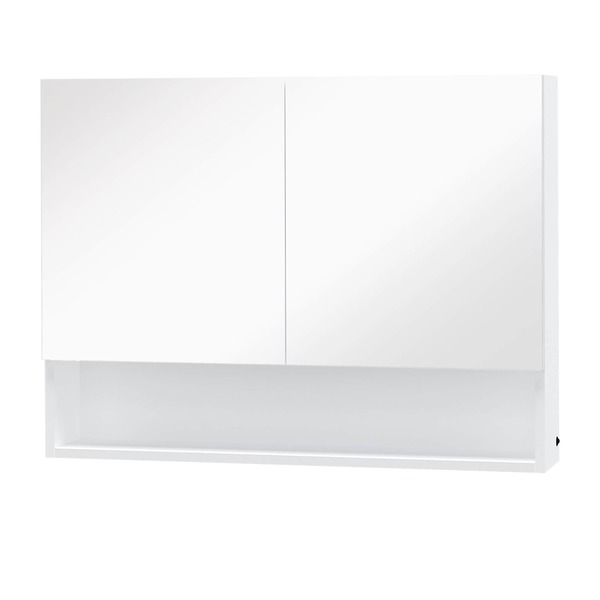 Bild 1 von HOMCOM LED Wandspiegelschrank weiß 80 x 50 x 15 cm (LxBxH)   Badspiegel LED Lichtspiegel Badezimmerspiegel