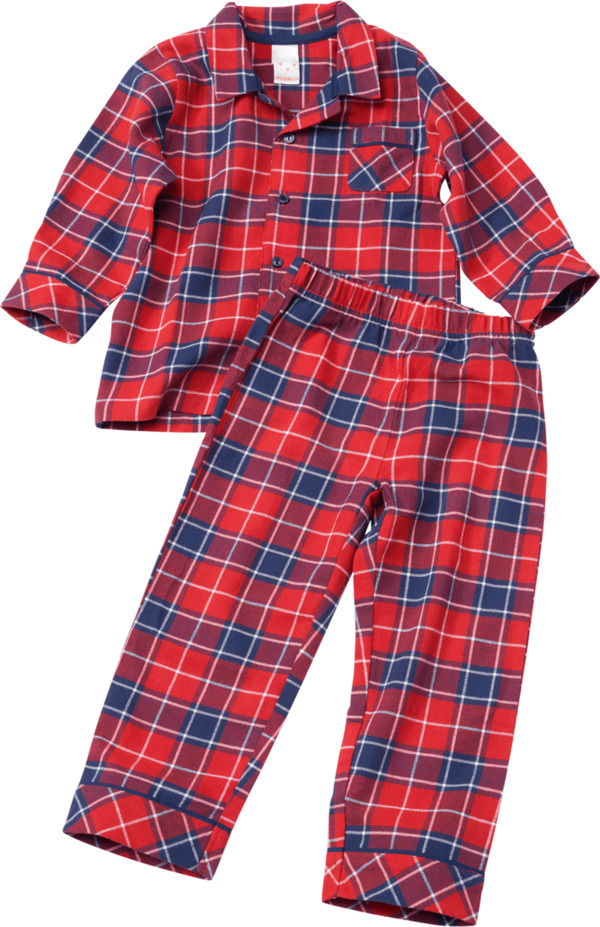 Bild 1 von PUSBLU Kinder Schlafanzug, Gr. 98, in Bio-Baumwolle, rot, blau