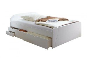 Ticaa Doppelbett mit Schubkästen "Erna" Kiefer weiß 140x200