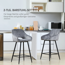 Bild 4 von HOMCOM Barhocker 2er-Set Bistrohocker Barstühle Küchenstuhl mit Fußstütze Grau