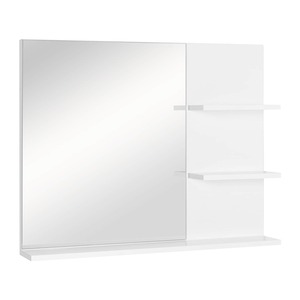 kleankin Badspiegel mit 3 Ablagen weiß 60 x 10 x 48 cm (BxTxH)   Wandspiegel Badezimmerspiegel Spiegel