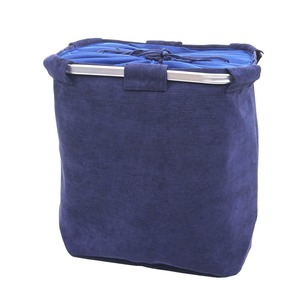 Wäschesammler MCW-C34, Laundry Wäschebox Wäschekorb Wäschebehälter mit Netz, 2 Fächer 56x49x30cm 82l ~ cord blau