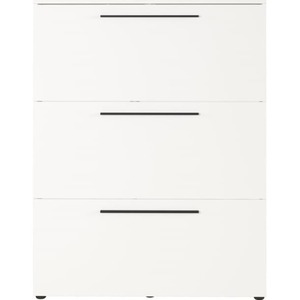 CASAVANTI Schuhkipper UTHA 100 x 129 cm weiß - Spanplatte - Melaminharz - weiß - Griffe schwarz - Breite 100 cm - Höhe 129 cm - Tiefe 19 cm