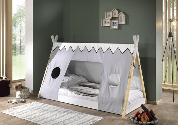 Bild 1 von VIPACK - Tipi Zelt Bett Liegefläche 90 x 200 cm, inkl. Rolllattenrost und Textilzeltdach, Ausf. Kief