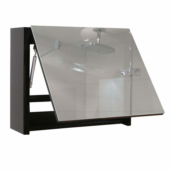 Bild 1 von Spiegelschrank MCW-B19, Wandspiegel Badspiegel Badezimmer, aufklappbar hochglanz 48x79cm ~ schwarz