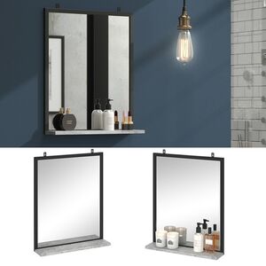 Vicco Badspiegel Fyrk Beton Badezimmerspiegel mit Ablage Wandspiegel für Bad