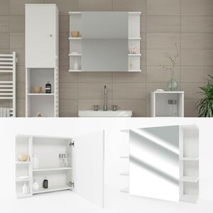 VICCO Spiegelschrank FYNN 80 x 64 cm Weiß - Spiegel Badspiegel Bad Wandspiegel