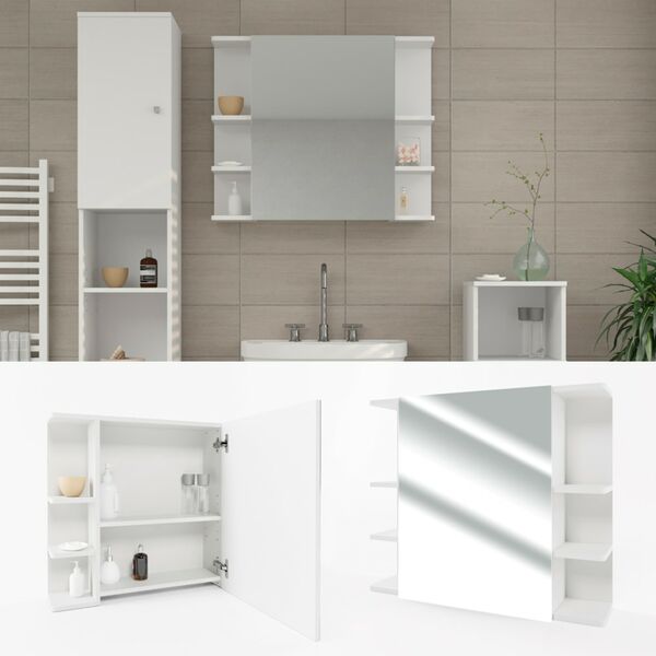 Bild 1 von VICCO Spiegelschrank FYNN 80 x 64 cm Weiß - Spiegel Badspiegel Bad Wandspiegel