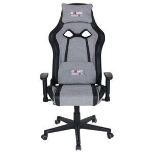 Gaming Stuhl GAME ROCKER grau/ schwarz - Sitzhöhenverstellung - Inklusive Rollen - Nacken- und Lendenkissen - bis 110kg belastbar