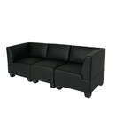 Bild 1 von Modular 3-Sitzer Sofa Couch Moncalieri, Kunstleder ~ schwarz, hohe Armlehnen