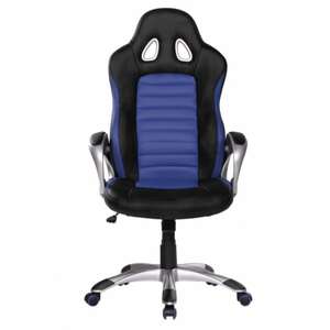 CASAVANTI Gaming Stuhl schwarz/ blau - Sitzhöhe 41-50 cm - Lederlook - inklusive Wippmechanik