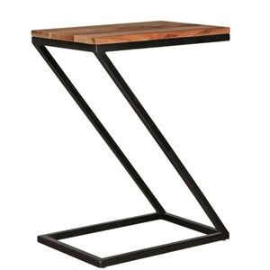 CASAVANTI Beistelltisch 45 x 32 cm braun/ schwarz - Z-Form - Höhe 62 cm - Tischplatte Holz massiv - Kufengestell Metall schwarz matt