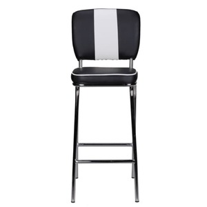 CASAVANTI Barhocker Lederlook schwarz/ weiß - Vierfußgestell chromfarbig - gepolstert - Sitzhöhe 76 cm
