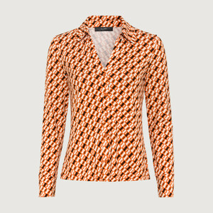 Blusenshirt aus softem Viskose-Mix mit Kettenprint und Hemdkragen
