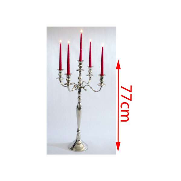 Bild 1 von Kerzenleuchter, 5-armig, aus Metall, vernickelt ~ 77 cm