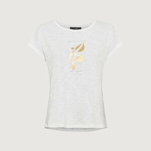 T-Shirt im Baumwolle-Modal-Mix mit goldenem "ART GALLERY"-Folienprint