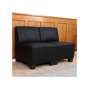 Modular 2-Sitzer Sofa Couch Moncalieri, Kunstleder ~ schwarz, ohne Armlehnen