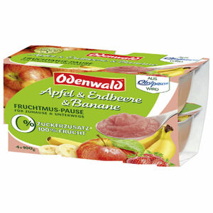 Odenwald 2 x Apfelmus mit Erdbeere &amp; Banane, 4er Pack