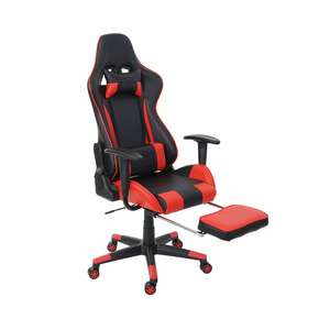 Relax-Bürostuhl MCW-D25 XXL, Schreibtischstuhl Gamingstuhl, 150kg belastbar Fußstütze ~ schwarz/rot