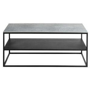 HAUKE HENDRIKS Couchtisch ALEX II 100 x 60 cm Beton - Höhe 42 cm - Tischplatte Keramik - Metallgestell schwarz pulverbeschichtet - inklusive Ablage