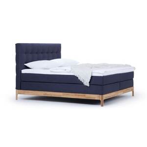 TRAUMWERKSTATT Boxspringbett MONIA 180 x 200 cm graublau/ braun