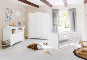 Pinolino® Babyzimmer-Komplettset »Florentina«, (Set, 3-St), extrabreit groß, mit Kinderbett, Schrank und Wickelkommode, Made in Europe