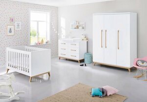 Pinolino® Babyzimmer-Komplettset »Riva«, (Set, 3-St), extrabeit groß, mit Kinderbett, Schrank und Wickelkommode