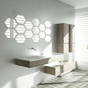 Acryl-Sechseck-Spiegel-Wandaufkleber, abnehmbar, groß, selbstklebend, 3D-Sechskant, glasfrei, für Zuhause, Schlafzimmer, Wohnzimmer, Dekoration