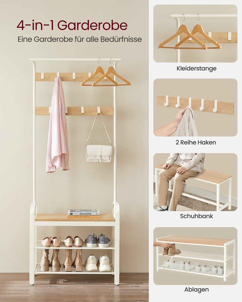 Vasagle Garderobenst Nder Garderobe Mit Sitzfl Che Und Abnehmbaren