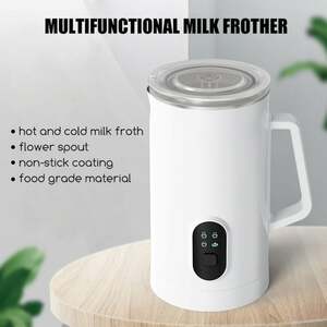 Milchaufschäumer Edelstahl automatisch Milk Frother - rostfreies Edelstahl-Doppelwanddesign - Tasten für Warm- und Kaltaufschäumen
