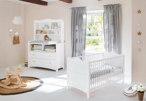 Pinolino® Babymöbel-Set »Florentina«, (Spar-Set, 2-St), extrabreit mit Regalaufsatz, mit Kinderbett und Wickelkommode, Made in Europe