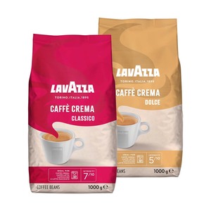 LAVAZZA CAFFÈ CREMA CLASSICO oder DOLCE ganze Bohnen, ideal fu?r Kaffeevollautomaten, je 1000-g-Btl.