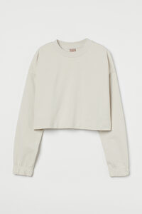 H&M Cropped Sweatshirt Hellbeige, Sweatshirts in Größe M. Farbe: Light beige