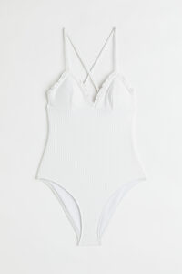 H&M Badeanzug mit wattierten Cups Weiß, Badeanzüge in Größe 44. Farbe: White