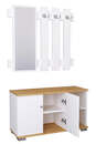 Bild 3 von VCM 2-tlg. Holz Sitzbank Schuhschrank Schuhregal Garderobe Dielenmöbel Gados XL Weiß / Honig-Eiche