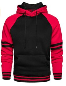 JACKETOWN Hoodie Männer Warm Fleece Sweatshirt Herren Sport Kapuzenpullover mit Tasche (2101 Schwarz Rot XL)