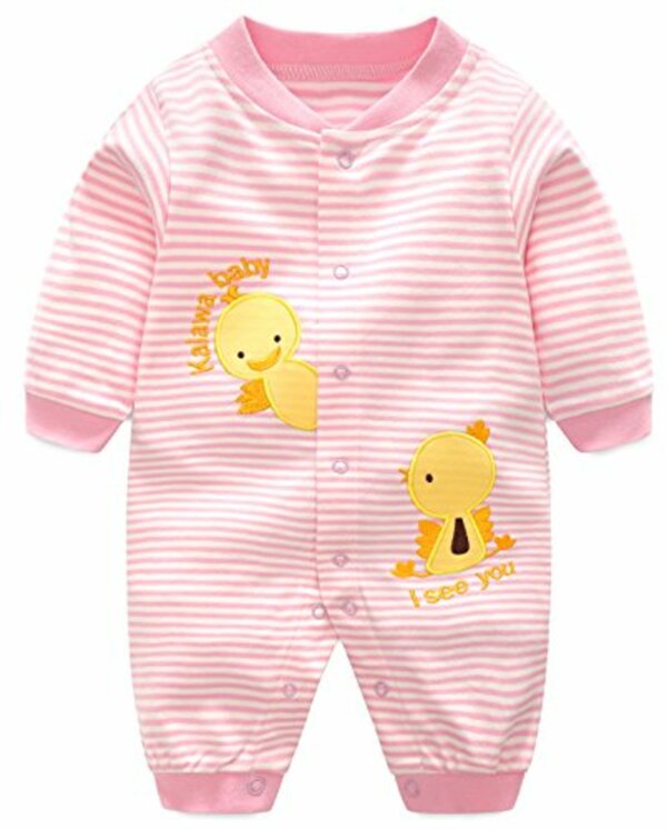 Bild 1 von Baby Strampler Jungen Schlafanzug, Baumwolle Overalls Spielanzug mit Druckknöpfen Gesticktes Motiv Verliert Nicht die Farbe Baby-Nachtwäsche für Mädchen 1-3 Monate