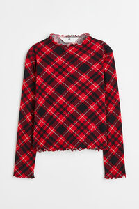 H&M Langarmshirt Rot/Kariert, T-Shirts & Tops in Größe 134/140. Farbe: Red/checked