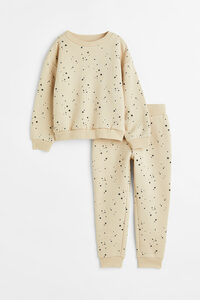 H&M 2-teiliges Sweatshirt-Set Hellbeige/Sterne, Kleidung Sets in Größe 128. Farbe: Light beige/stars
