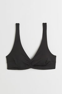 H&M Wattiertes Bikinitop mit Bindebändern Schwarz, Bikini-Oberteil in Größe 36. Farbe: Black