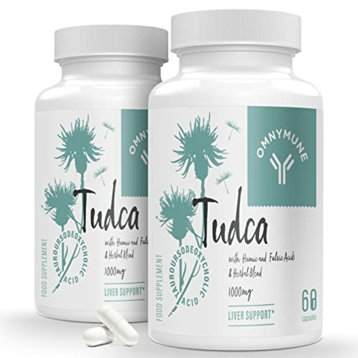 Bild 1 von TUDCA 1000mg pro Portion, 120 Kapseln (2 Pack), Tauroursodeoxycholic Acid für Leber, Premium Qualität, hohe Absorption, Entgiftung, Reinigung