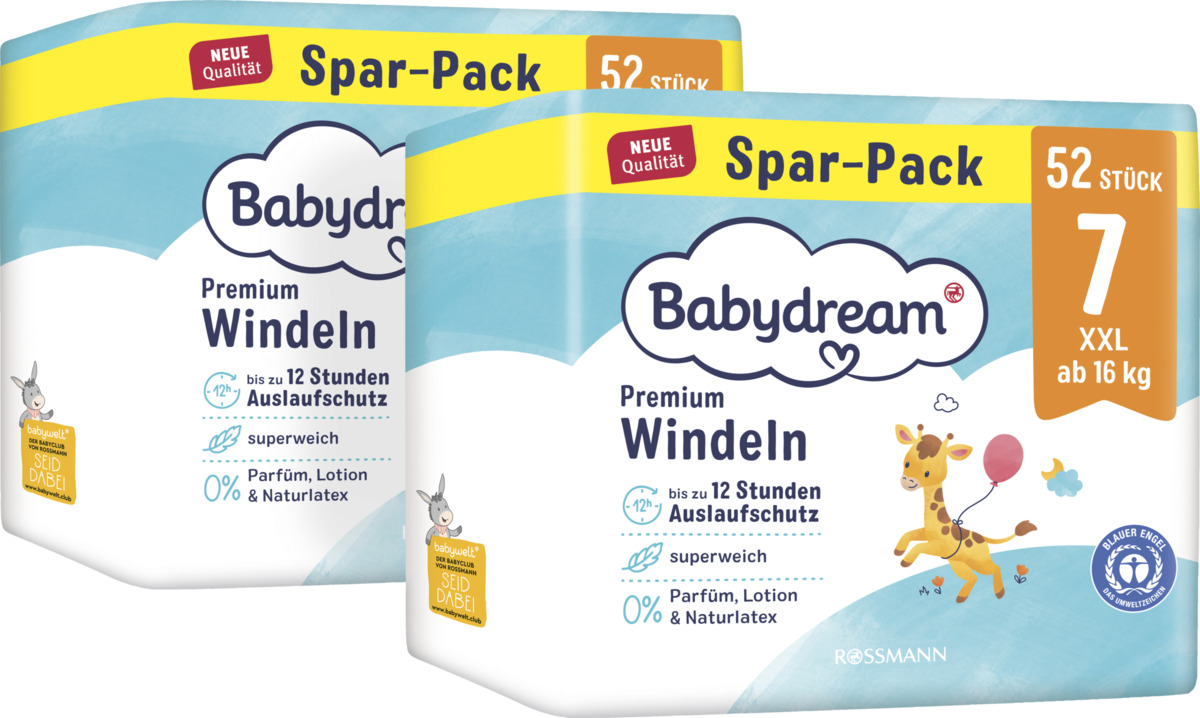 Bild 1 von Babydream Premium Windeln Monatspack XXL Gr. 7, 104 Stück, ab 16 kg