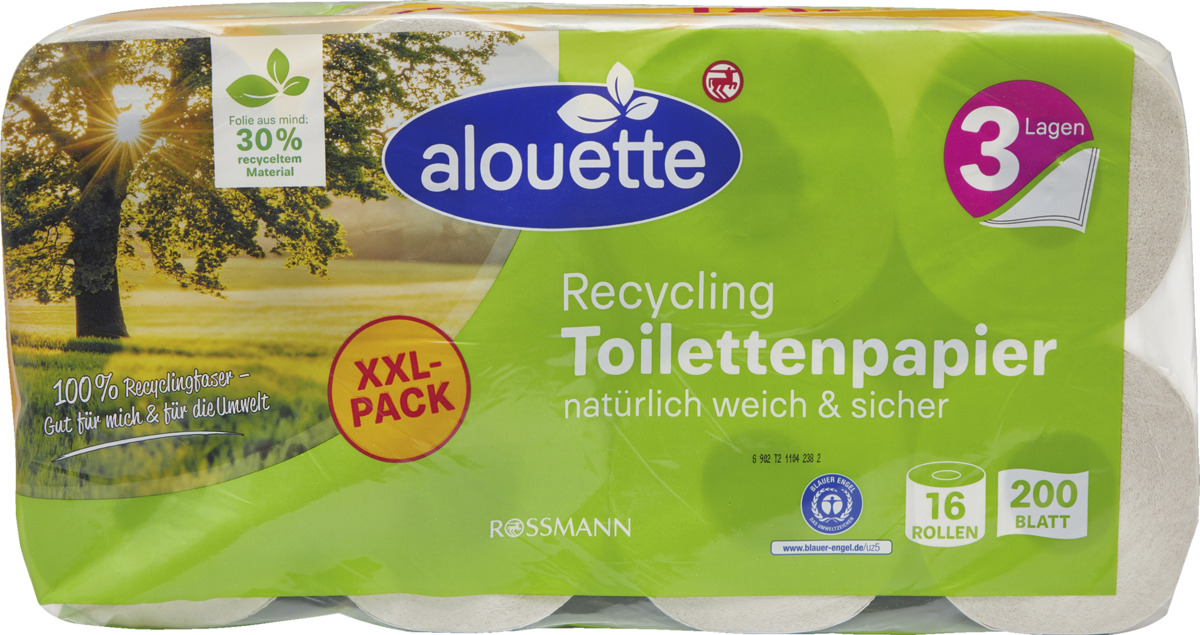 Bild 1 von alouette Recycling Toilettenpapier 3-lagig Sparpack
