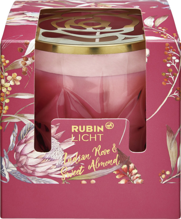 Bild 1 von Rubin Licht Duftglas mit Golddeckel Indian Rose & Sweet Almond